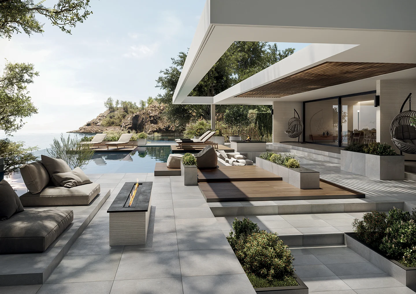 Outdoor porcelain tiles applications